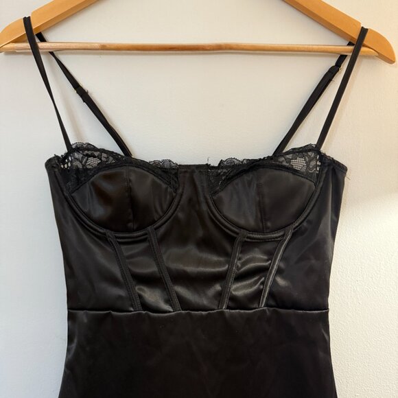 Dolls Kill "Last Lover" Satin Lace Bodycon Dress Bustier Top S - Picture 2 of 5